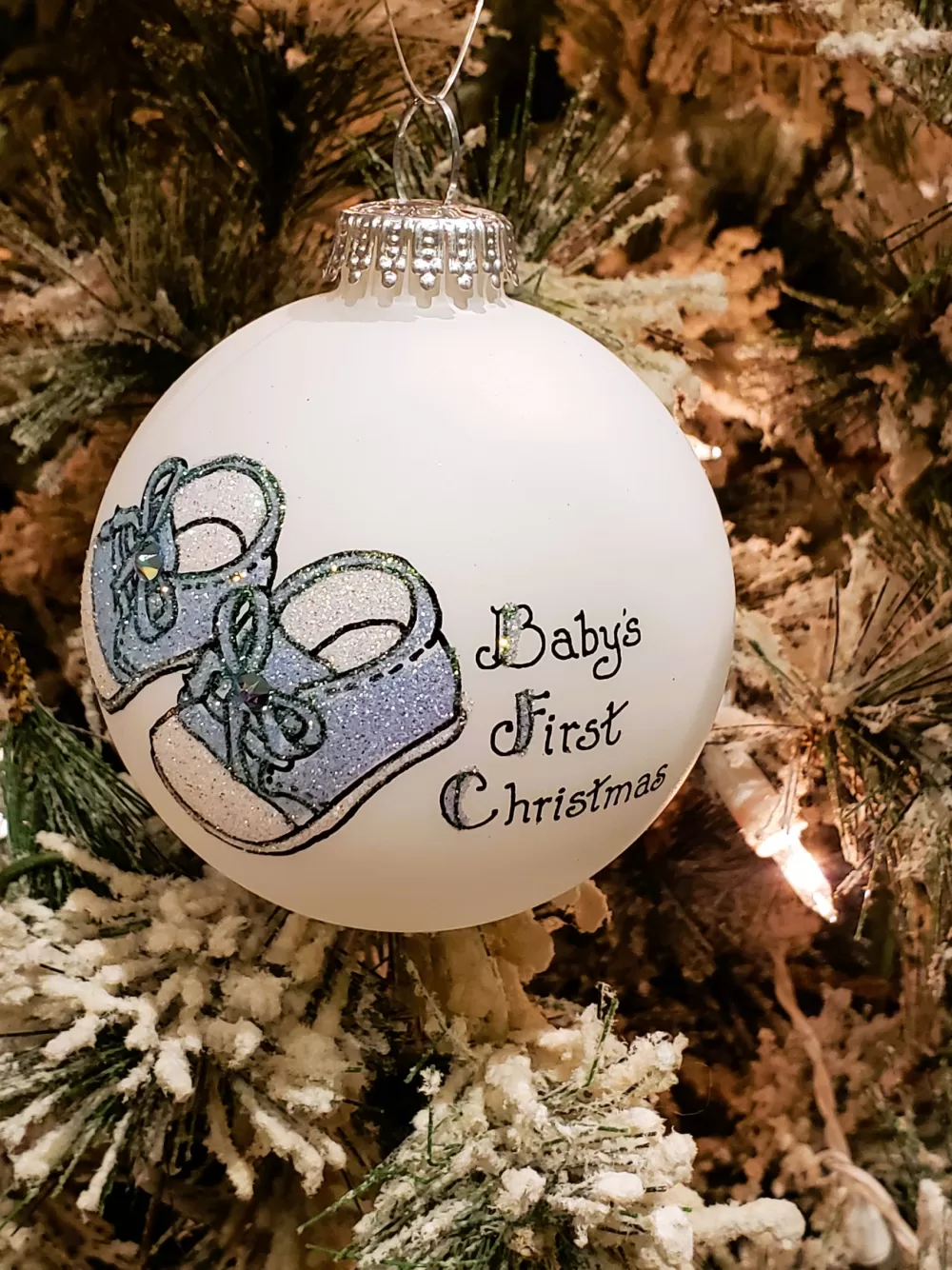 The Spirit of Christmas Baby's First>Baby Boy Booties Glass Ball