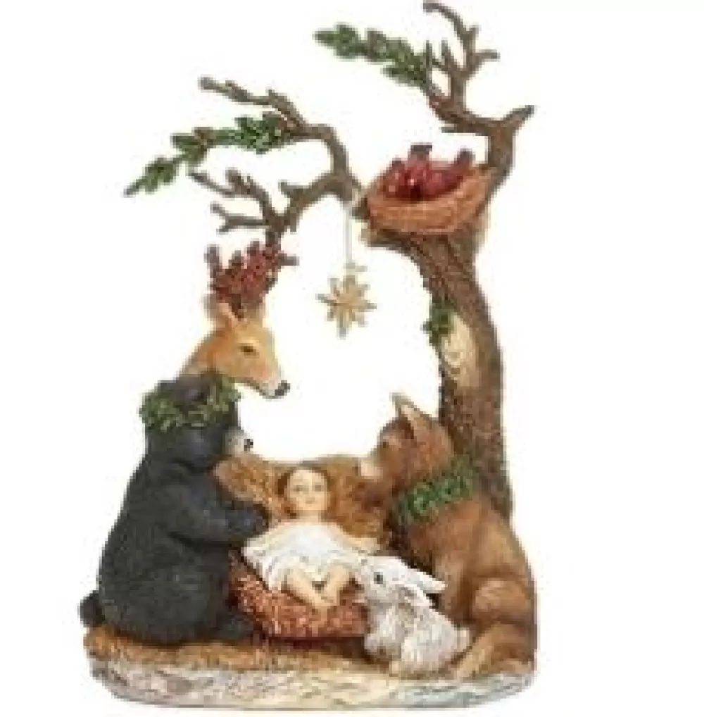 The Spirit of Christmas Nativities>Baby Jesus With Animals Under Tree And Stars