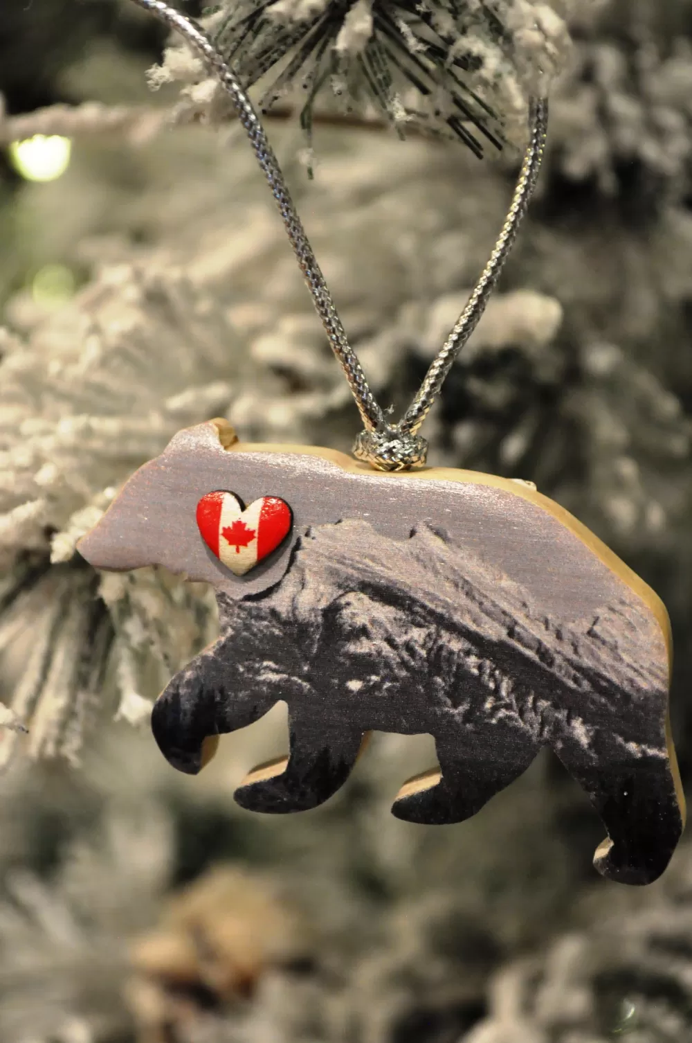 The Spirit of Christmas Banff And Canadiana | Bears>Bear/Rundle Mountain Wood Ornament