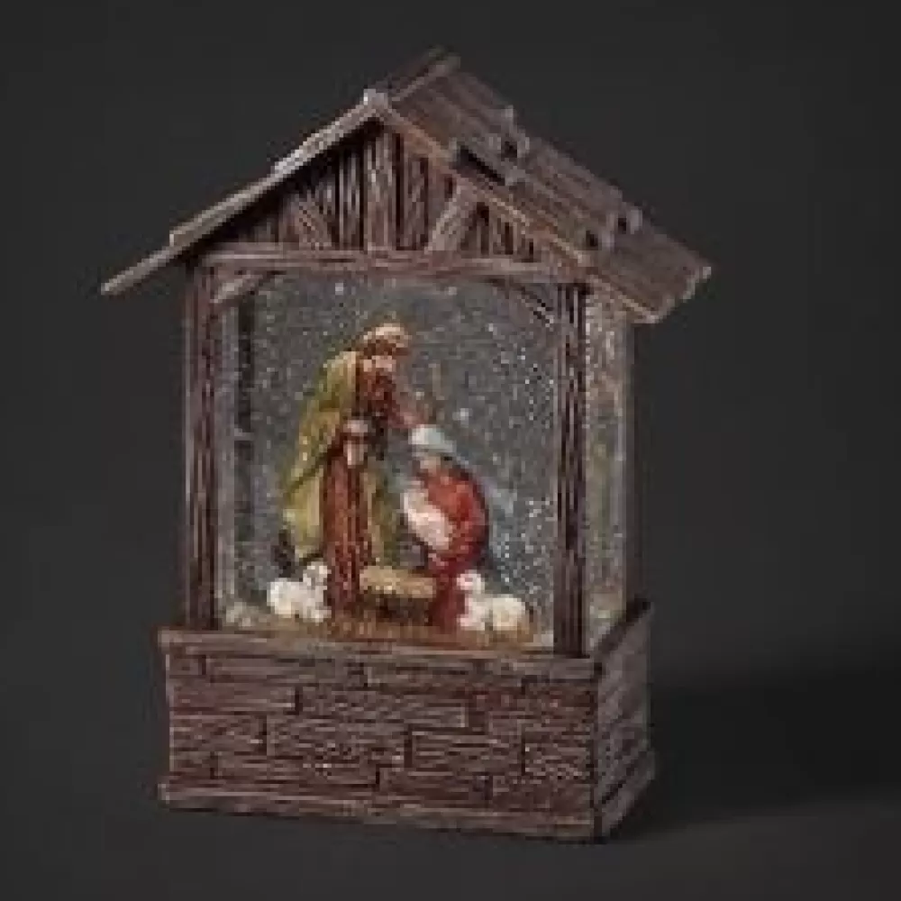 The Spirit of Christmas Nativities | 分类为空>LED Swirl Wood Stable W/ Holy Family