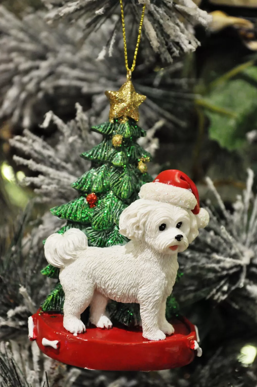 The Spirit of Christmas Paws And Claws>Maltese W/ Tree Ornament