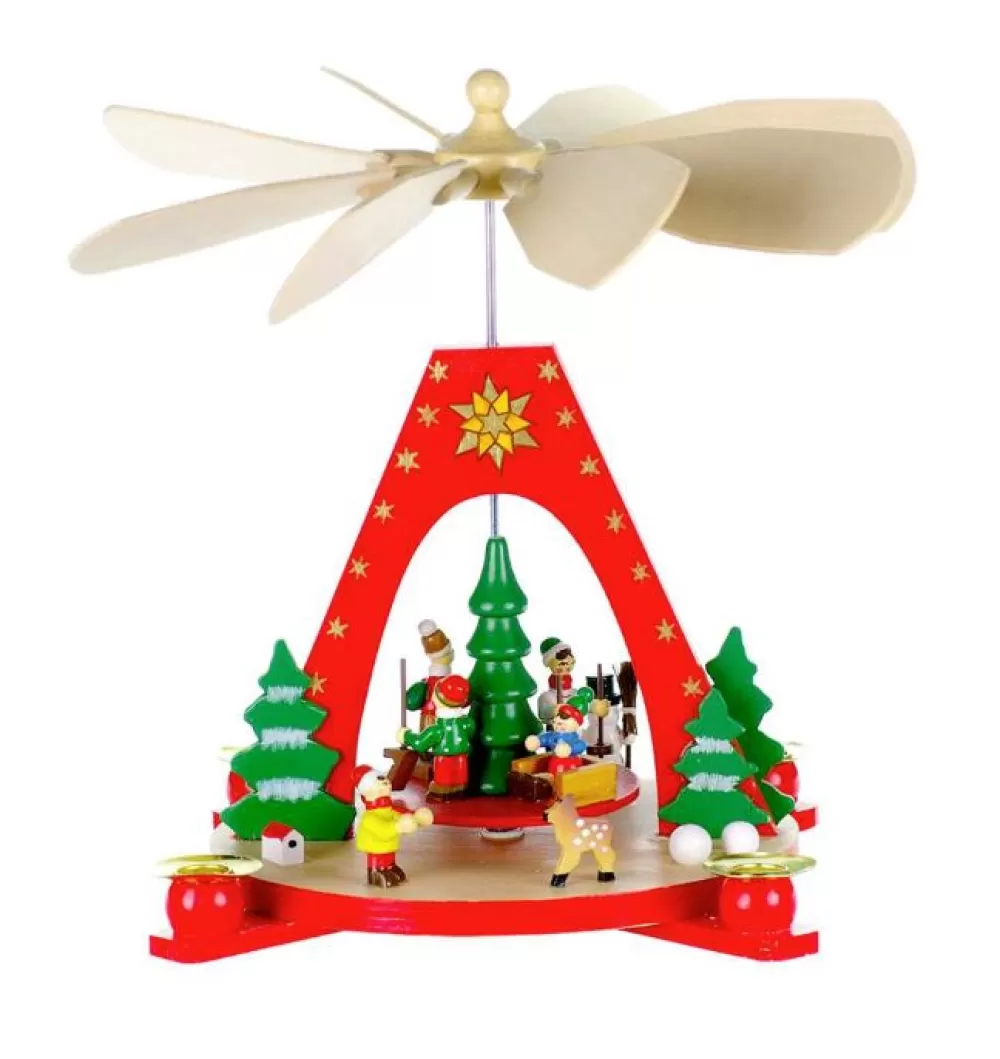 The Spirit of Christmas Pyramid>Red Skier Pyramid
