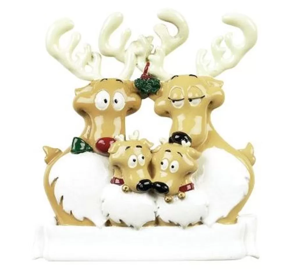 The Spirit of Christmas Personalization>Reindeer Family Of 4 Personalized Ornament