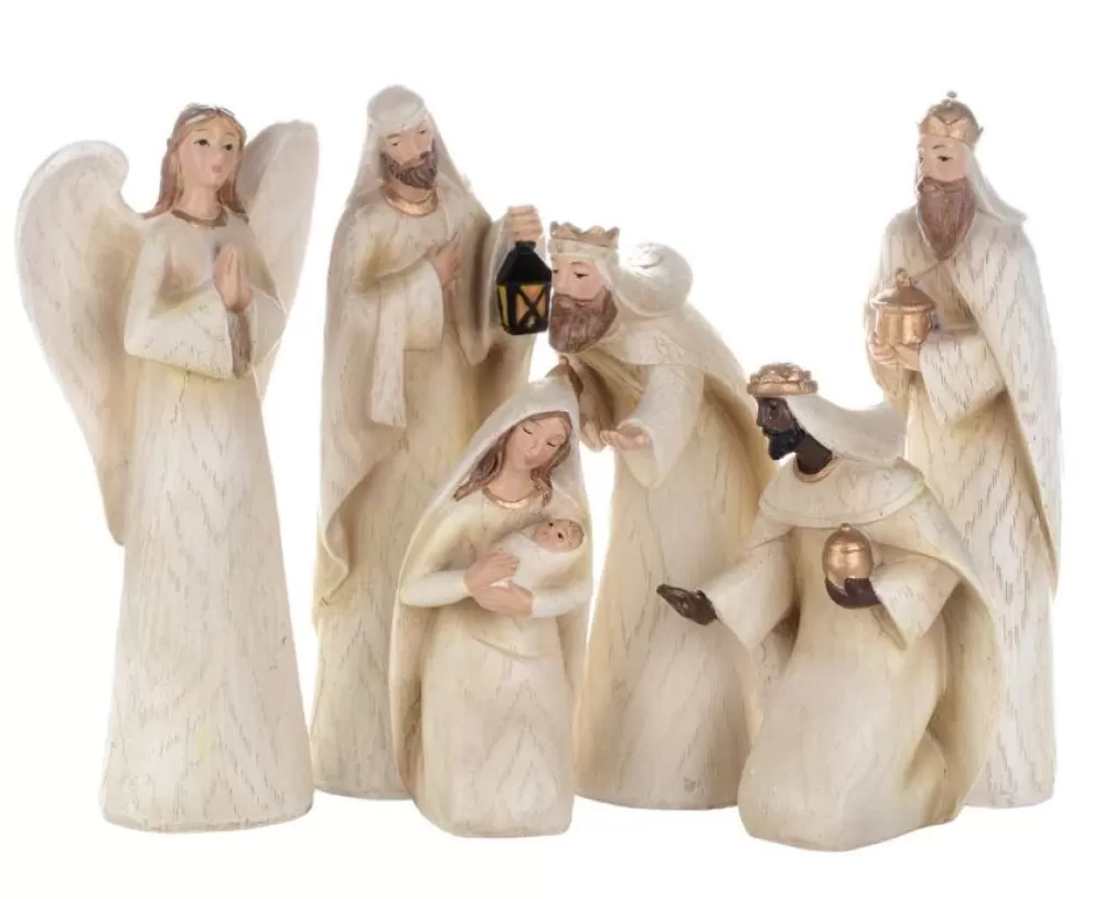 The Spirit of Christmas Nativities>Wood Look Ivory Nativity