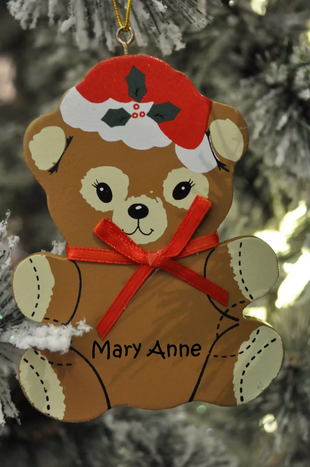 The Spirit of Christmas Personalization | Baby's First>Wooden Bear Personalized Ornament